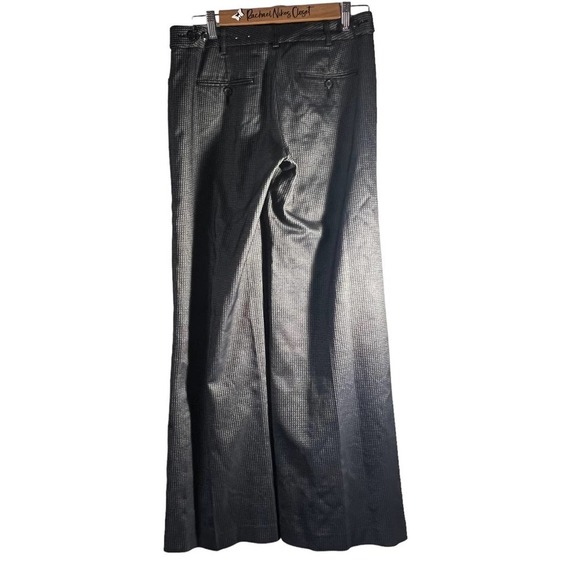 Women's Vintage Express Shiny Gray Checked Editor Pants 4 R - Picture 2 of 5